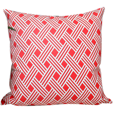Decorative Cushion Cover, Red And White 18x18 Inch image