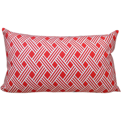Decorative Cushion Cover, Red And White, 20x12 Inch image