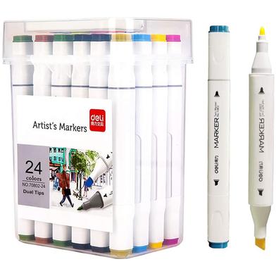 Deli Colors Instant Dry Dual Tip Art Markers - E70803-24 : Deli