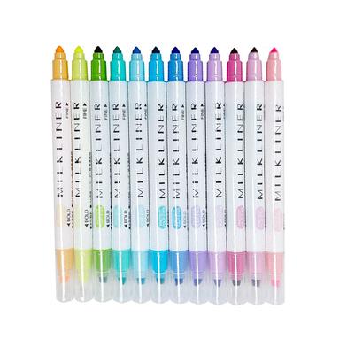 Deli Double Head Highlighter Set 12 Colors Highlighter Rainbow Pastel Assorted Colours image