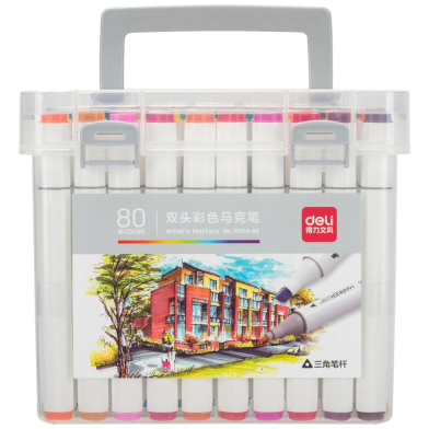 Deli Dual Tip Sketch Marker Set 80 Colors image