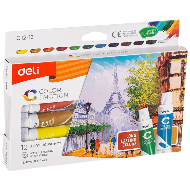 Deli Emotion Acrylic Paints 12 Color image