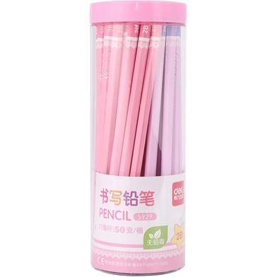 Deli S929 Pink Body 2B Pencil for school and office supply 50 pcs of pack image