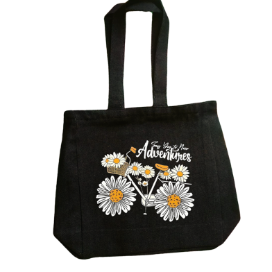 Denim Fabric Tote Bag With Zipper image
