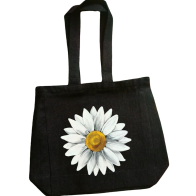 Denim Fabric Tote Bag With Zipper image