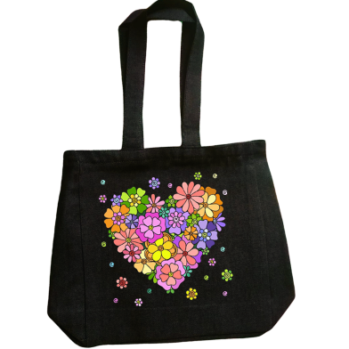 Denim Fabric Tote Bag With Zipper For Girls image