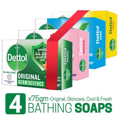 Dettol Soap Bundle Pack 75gm x 4 (Original, Skincare, Cool, and Fresh) image