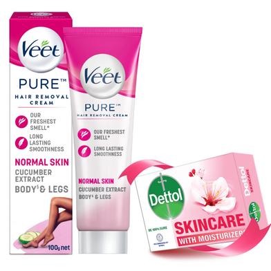  Veet Hair Removal Cream 100 gm Normal Skin (Free Dettol Soap Skincare 75gm) image