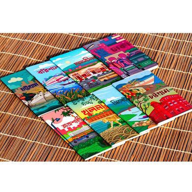 Dhaka, Chattogram Notebook(Heritage and Ocean), Sylhet, Barisal, Khulna, Rajshahi, Mymensingh, and Rangpur Notebook - 9 Pack image