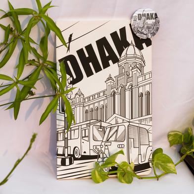 Dhaka (Line) White Cover Notebook with Badge image