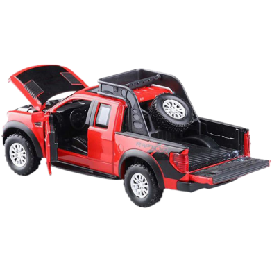 Diecast 1:32 Toy Vehicles Ford F-150 Svt Raptor Metal Car Model With Sound andLight Alloy Vehicles Perfect Gift-Red image