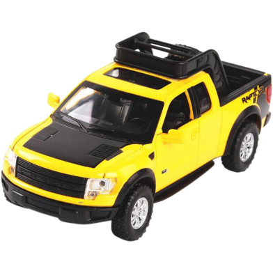 Diecast 1:32 Toy Vehicles Ford F-150 Svt Raptor Metal Car Model With Sound andLight Alloy Vehicles Perfect Gift-yellow image