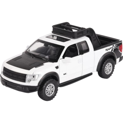 Diecast 1:32 Toy Vehicles Ford F-150 Svt Raptor Metal Car Model With Sound andLight Alloy Vehicles Perfect Gift -White image