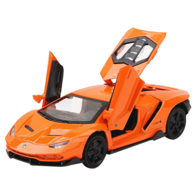 Diecast Lamborghini Lumineuse 1:32 Car Model Kids Children Toy Car Alloy Car Black Metal Car with light and sound- Orange image
