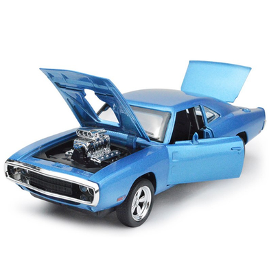 Diecast Mini Auto 1:32 Dodge Charger The Fast And The Furious Alloy Car Models Kids Toys For Children Classic Metal Cars Blue image