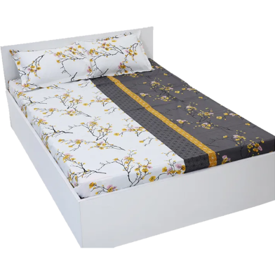 Digital Home TEX Cotton Multicolor (Floral Comfort) King Size Flat Bed Sheet (7.5 by 8.5 Feet) with Two Pillow Covers- 300 Thread Count- Hand Washable image