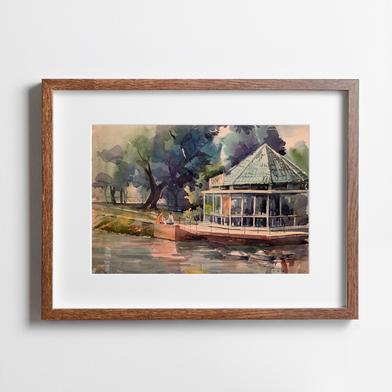 Dingi, Dhanmondi Lake Watercolor - (27x20)inches image