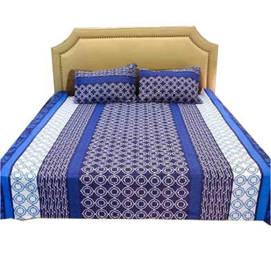 Discover Ultimate Comfort Reimagine Comfort With Cotton Print 7.5/8.5 Feet Double King Size Bedsheet Set and Two Pillow Covers - Bed Sheet image