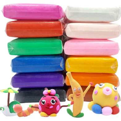 Diy Light Clay Super Colourful Non - Toxic, Multi Colour - 12 pcs image