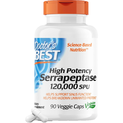 Doctor's Best High Potency Serrapeptase 120,000 SPU 90 Veggie Capsules image