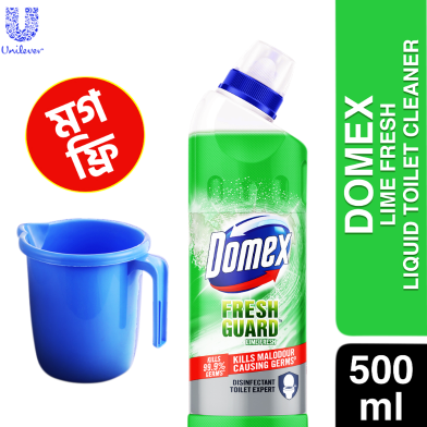 Domex Toilet Cleaning Liquid Lime Fresh - 500 ml (Get Mug Free) image