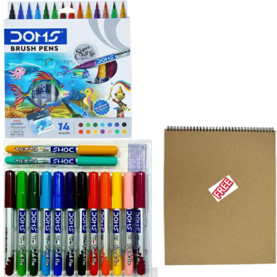 Doms Brush Pen 14 Shades Free with A5 Khata image