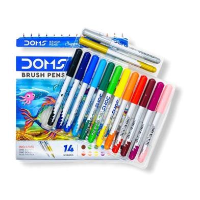 Doms brand Colored Brush pens pack of 14 pens in transparent packet.  Watercolor Brush pens colorful art supplies Stock Photo - Alamy