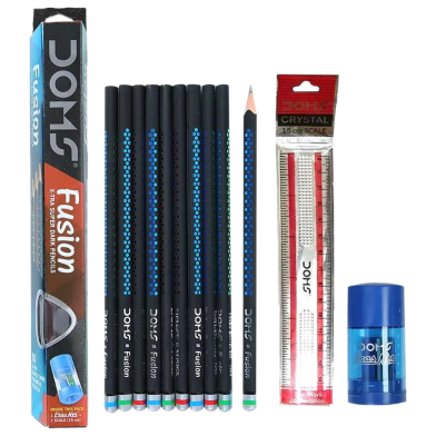 Doms Fusion X-Tra Super Dark Pencils - 10pcs With Free 1 Eraser 1 Sharpner image