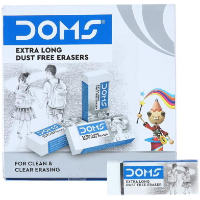 Doms Non Toxic Dust Free Extra Long Eraser Set In Cardboard Box (Pack of 20) White image