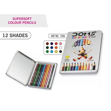 DOMS 24 Shades Colour Pencil Set In Flat Tin Box For Students Multicolor