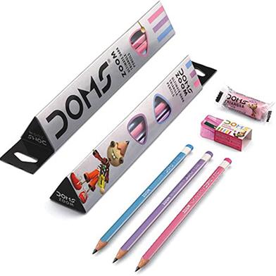 DOMS Zoom Triangle Pencils with Eraser and Sharpener - 10pcs (Pack of One) image