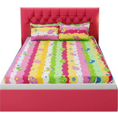 Double King Size Flat Bed Sheet Set (7.5 By 8.5 Feet) With Two Pillow Covers image