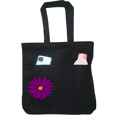 Double Pocket Canvas Tote Bag with Zipper image