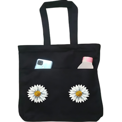 Double Pocket Canvas Tote Bag with Zipper image