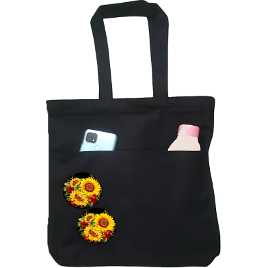 Double Pocket Canvas Tote Bag with Zipper image