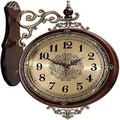 Double-sided Wall Clock European-style Iron Wall Clock Retro Double-sided Wall Clock Ornaments Suitable For Study Office Bedroom Living Room 2021/7/12(Size:large) image