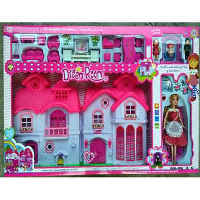Dream Room Doll House with Dolls and Furniture 2 Story Pretend Play House image
