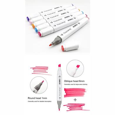 Dual Tips Art Marker Double Sided 12 Colors image