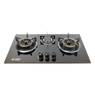 Gazi EG-B712G Smiss 3 Burner LPG Gas Stove Auto Ignition Glass Body image