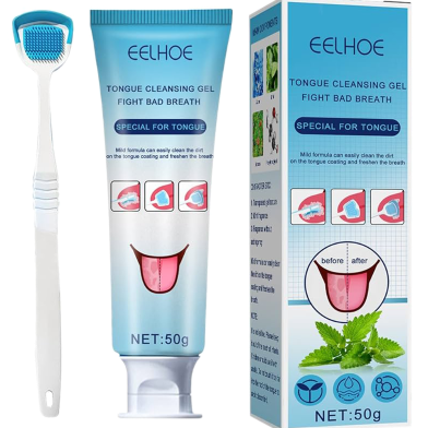 Eelhoe Tongue Cleansing Gel and Tongue Scraper Kit Fights Bad Breath Special for Tongue 50 gm image