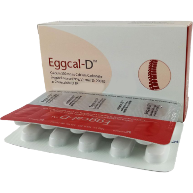 Eggcal-D500 mgPlus 200 IU 10's Strip Tablet image