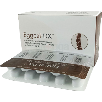 Eggcal DX 600 mg Plus 400mg 10's Strip Tablet image