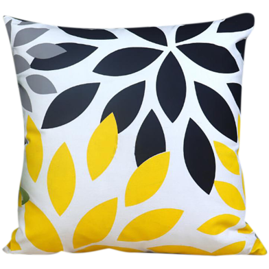 Exclusive Cushion Cover, Black, Yellow, Ash 20x20 Inch image