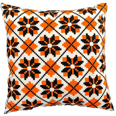 Exclusive Cushion Cover, Orange And Black 18x18 Inch image