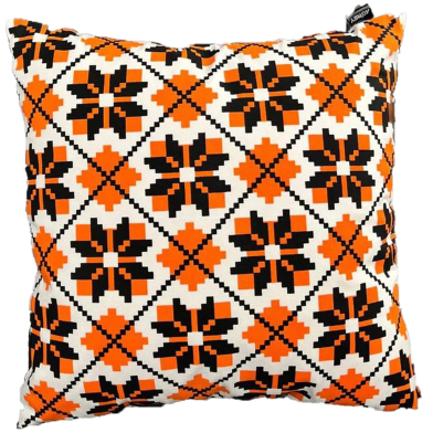 Exclusive Cushion Cover, Orange And Black 14x 14 Inch image