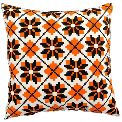 Exclusive Cushion Cover, Orange And Black 16x16 Inch image