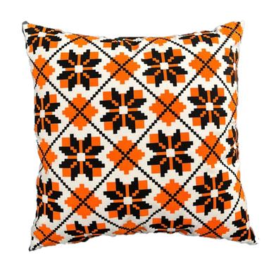 Exclusive Cushion Cover, Orange And Black 16x16 Inch image