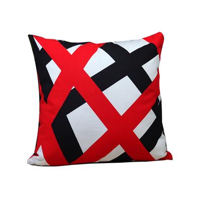 Exclusive Cushion Cover, Red And Black 16x16 Inch image