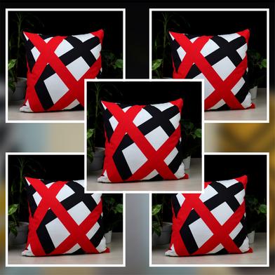 Exclusive Cushion Cover, Red And Black 16x16 Inch Set of 5 image