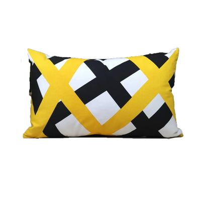 Exclusive Cushion Cover, Yellow And Black 20x12 Inch image